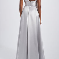 AMSALE ONE SHOULDER MIKADO GOWN.