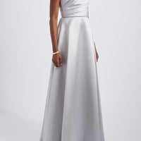 AMSALE ONE SHOULDER MIKADO GOWN.