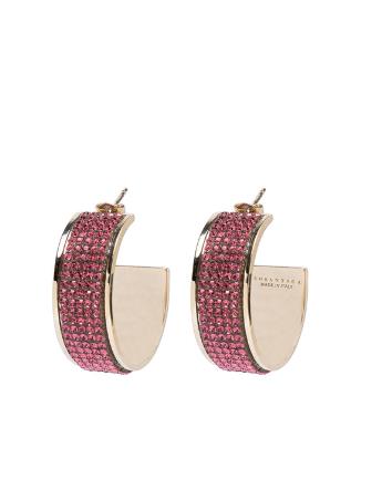 Rosantica Small Hoop Earrings With Micro Pink Crystals