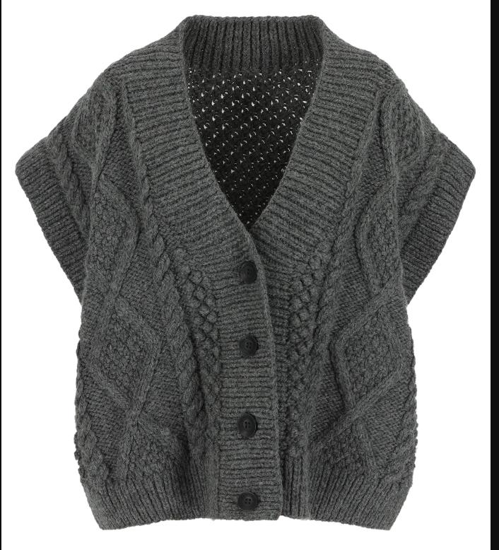 MR MITTENS CHUNKY KNIT DIAMOND VEST IN CHARCOAL