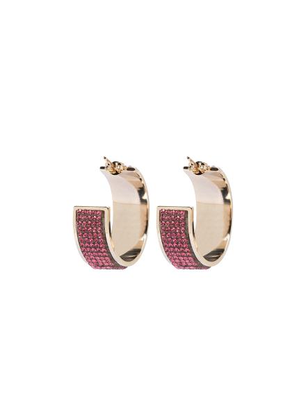 Rosantica Small Hoop Earrings With Micro Pink Crystals