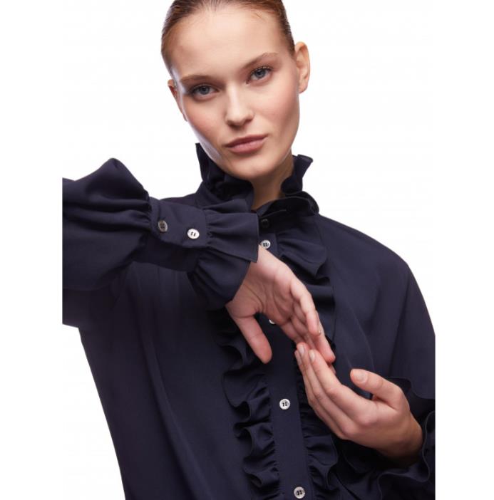 VIVETTA RUFFLED SHIRT IN NAVY