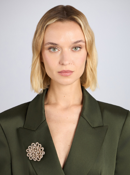 ROSANTICA TIMO BROOCH IN CHAMPAGNE CRYSTALS