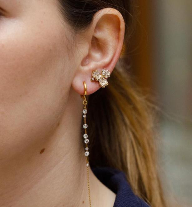 CECILE BOCCARA LONG GOLD BEADED EARRINGS