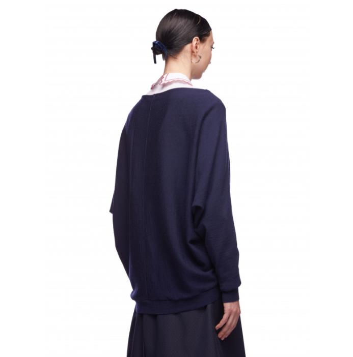 VIVETTA EMBROIDERED OVERSIZE CARDIGAN IN NAVY