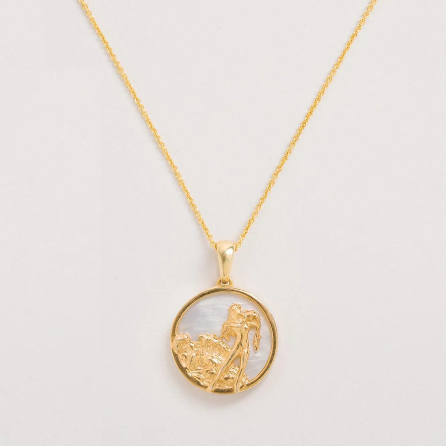 FREYA ROSE AQUARIUS, GOLD ZODIAC NECKLACE