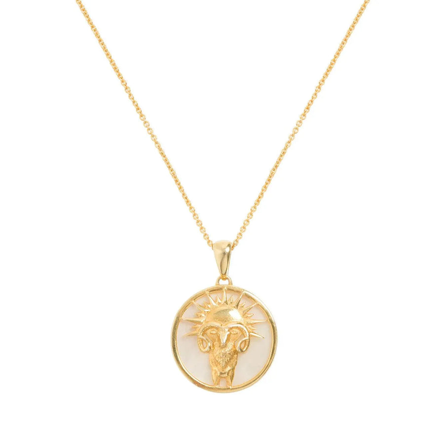 FREYA ROSE ARIES, GOLD ZODIAC NECKLACE