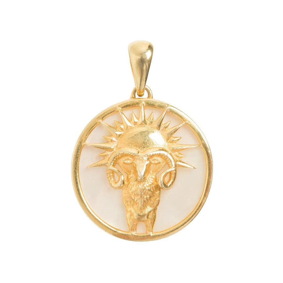 FREYA ROSE ARIES, GOLD ZODIAC NECKLACE
