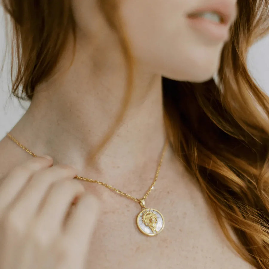 FREYA ROSE ARIES, GOLD ZODIAC NECKLACE