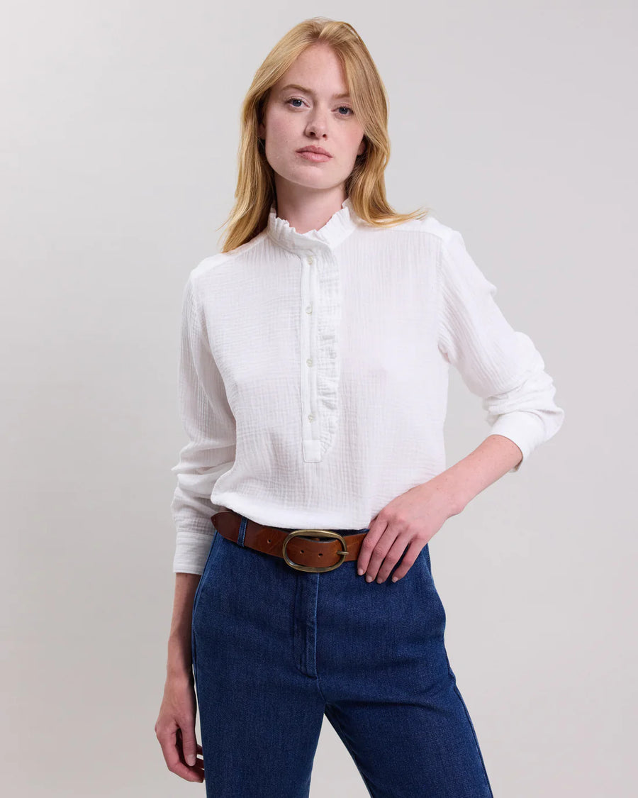 HARTFORD CARMEN DOUBLE GAUZE SHIRT IN OFF WHITE