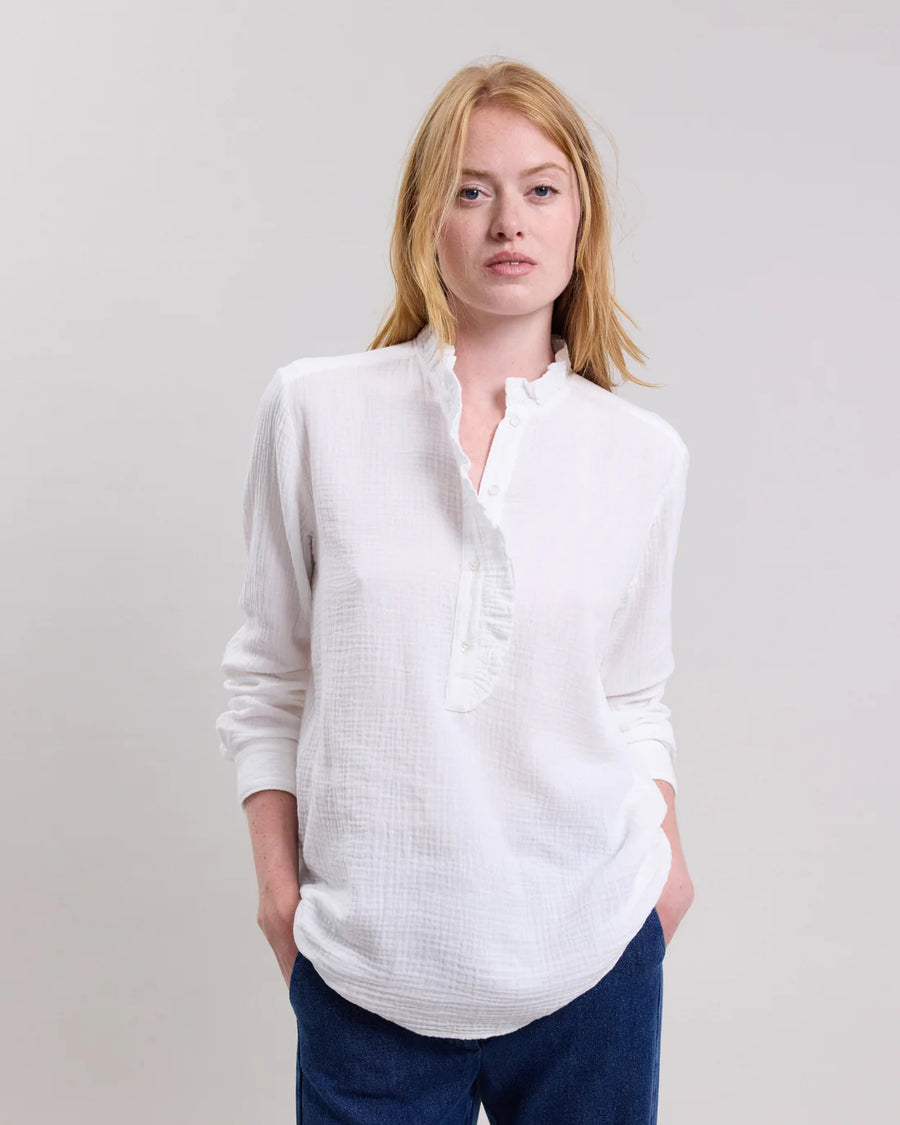 HARTFORD CARMEN DOUBLE GAUZE SHIRT IN OFF WHITE