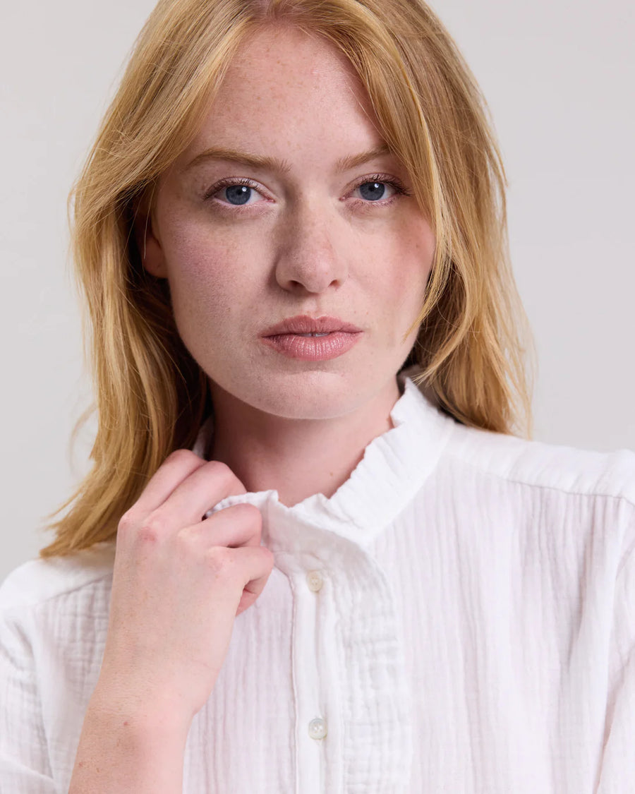 HARTFORD CARMEN DOUBLE GAUZE SHIRT IN OFF WHITE