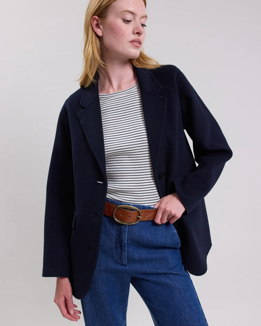 HARTFORD VLAD DOUBLE FACE WOOL JACKET IN NAVY BLUE