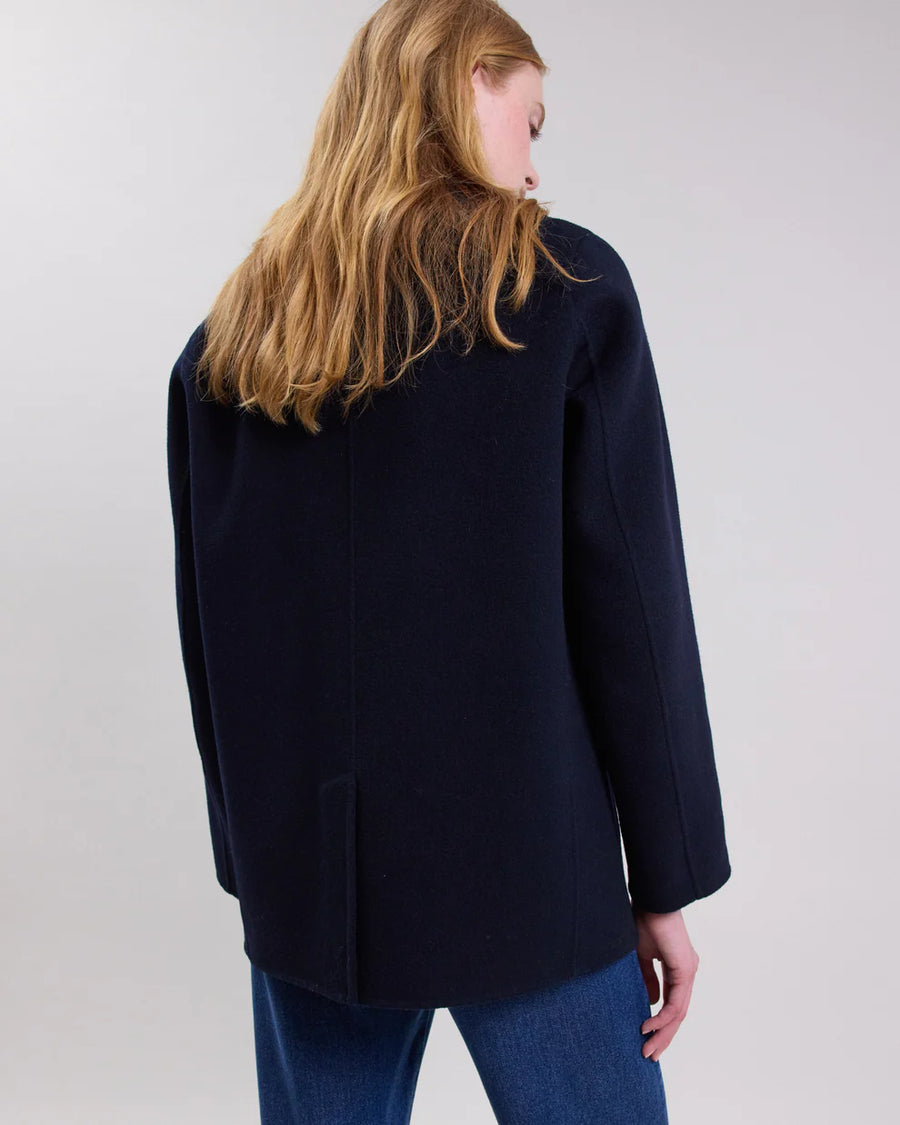 HARTFORD VLAD DOUBLE FACE WOOL JACKET IN NAVY BLUE