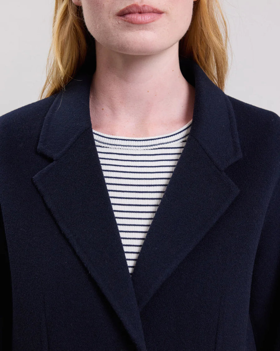 HARTFORD VLAD DOUBLE FACE WOOL JACKET IN NAVY BLUE