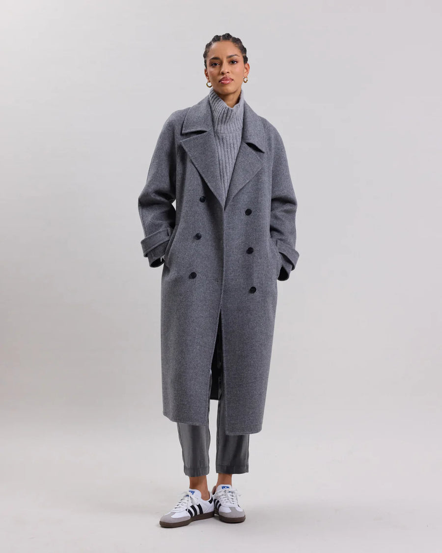 HARTFORD VALENCIA GRAY DOUBLE FACE WOOL COAT