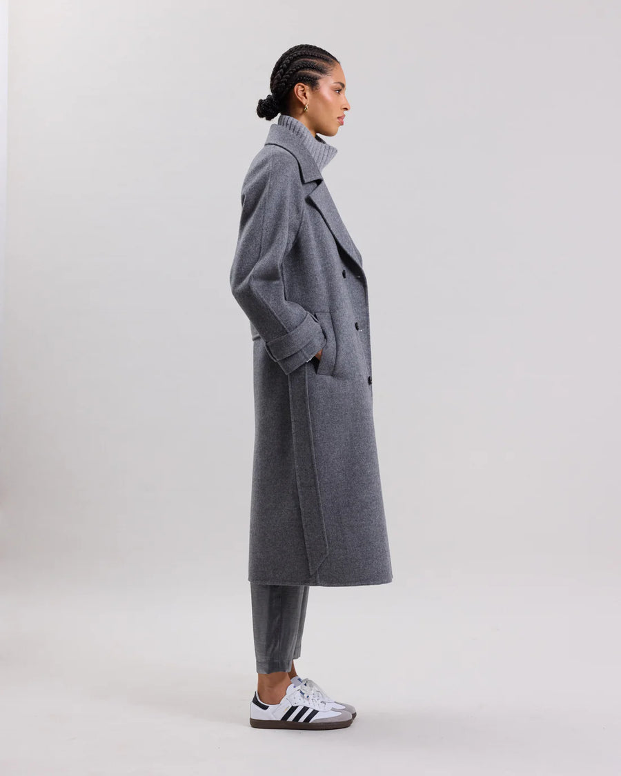 HARTFORD VALENCIA GRAY DOUBLE FACE WOOL COAT