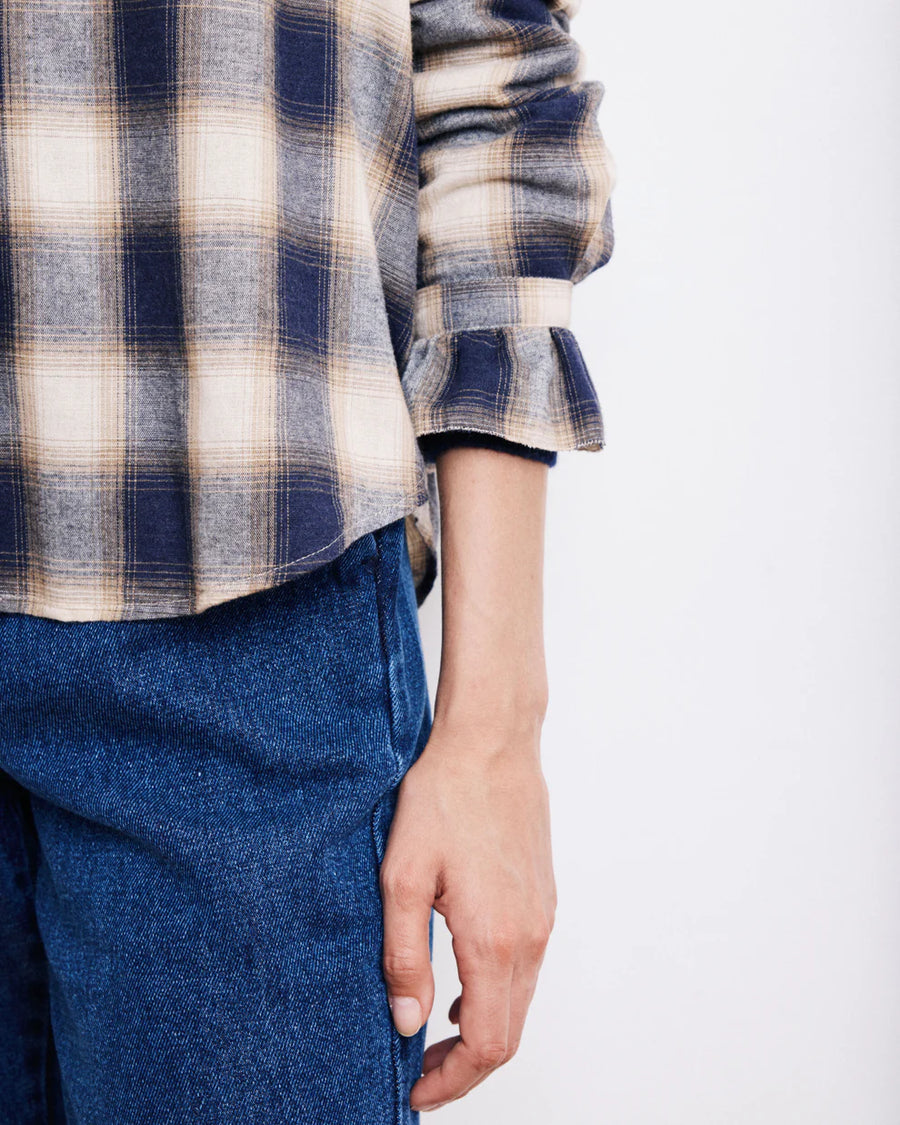 HARTFORD CARMELA SHIRT IN BEIGE & BLUE CHECK