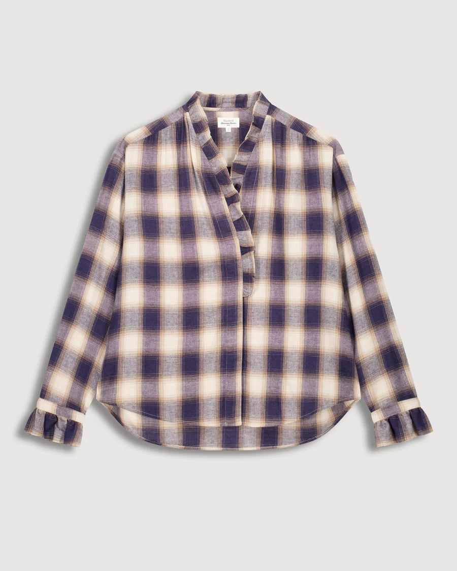 HARTFORD CARMELA SHIRT IN BEIGE & BLUE CHECK