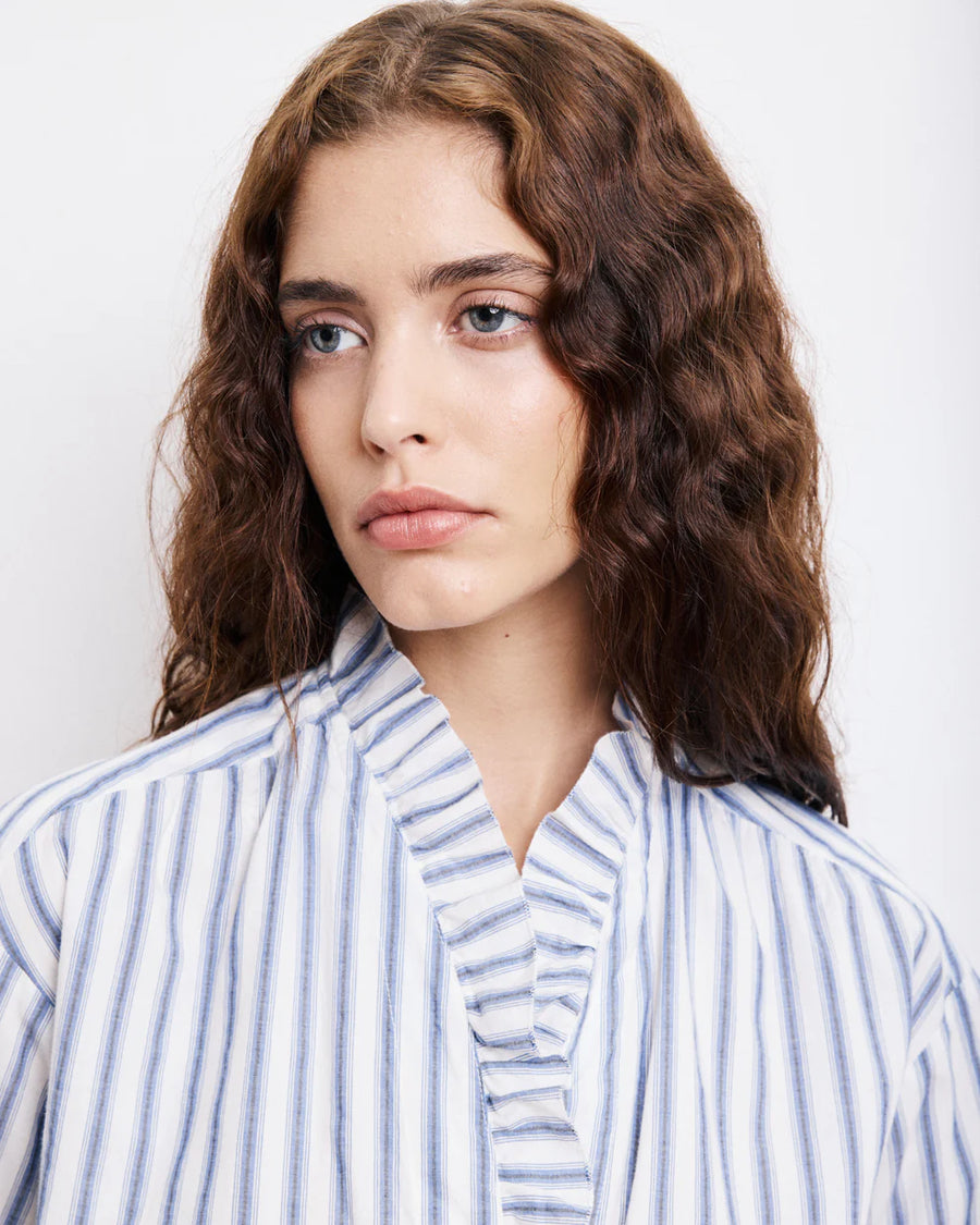 HARTFORD CARMELA SHIRT IN WHITE/BLUE STRIPE
