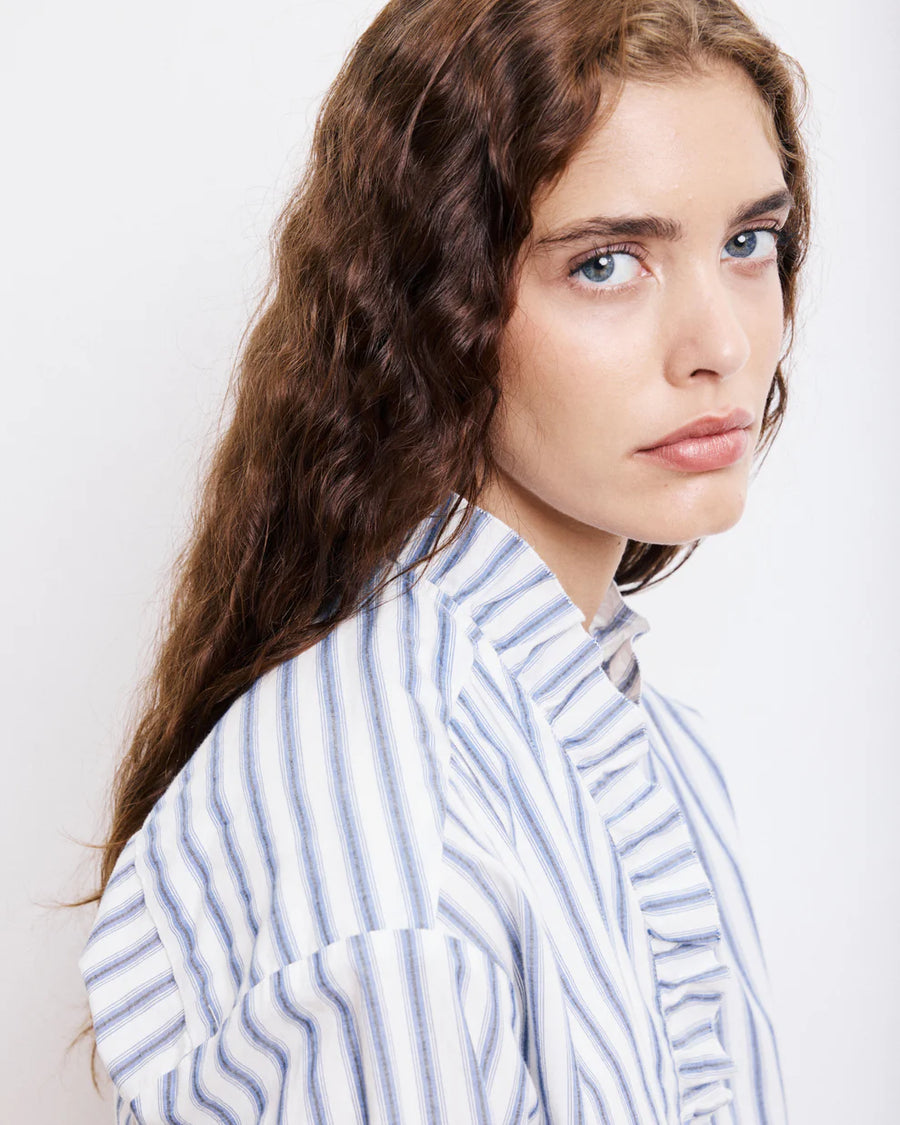 HARTFORD CARMELA SHIRT IN WHITE/BLUE STRIPE