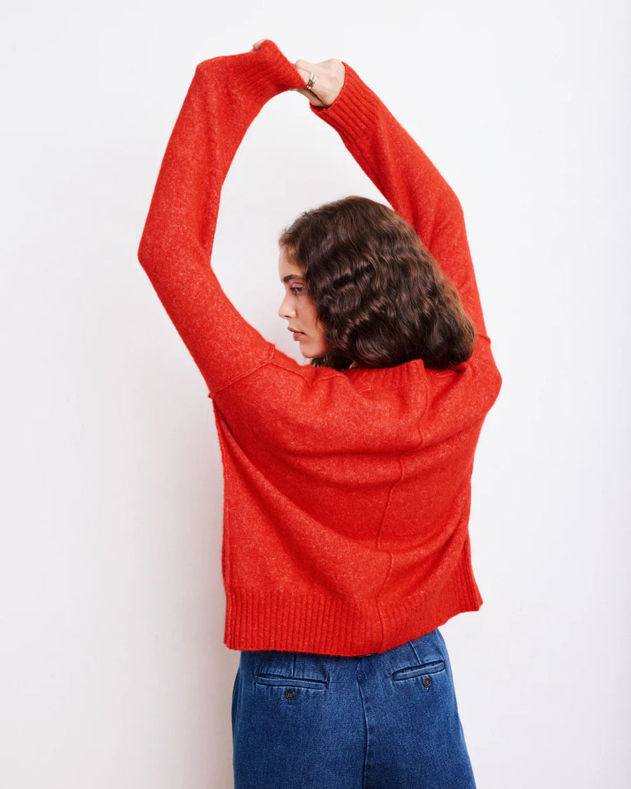 HARTFORD MELIS ALPAGA & MERINO WOOL CARDIGAN IN RED