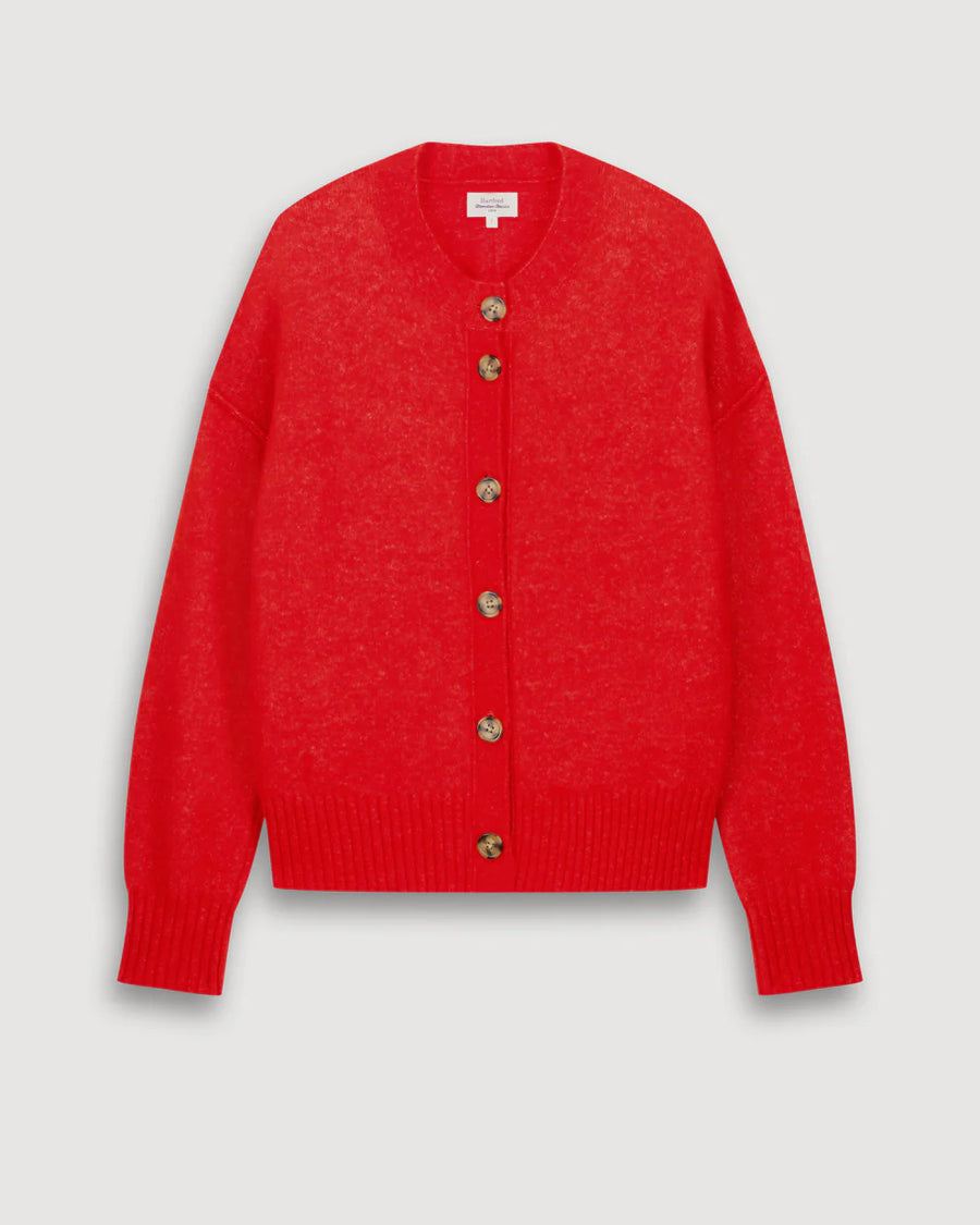 HARTFORD MELIS ALPAGA & MERINO WOOL CARDIGAN IN RED
