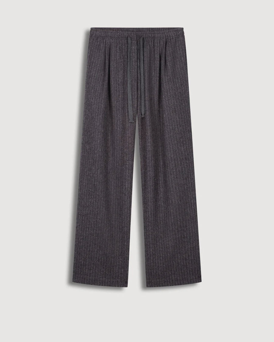HARTFORD PARNASSE PANTS IN ANTHRACITE GREY STRIPED WOOL PLANNEL