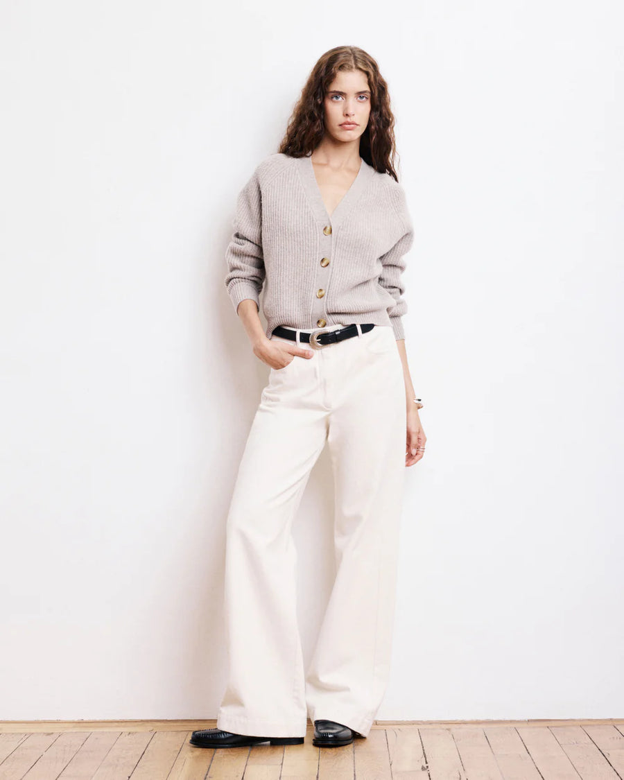 HARTFORD PILOTE PANTS IN OFF WHITE BRUSHED COTTON