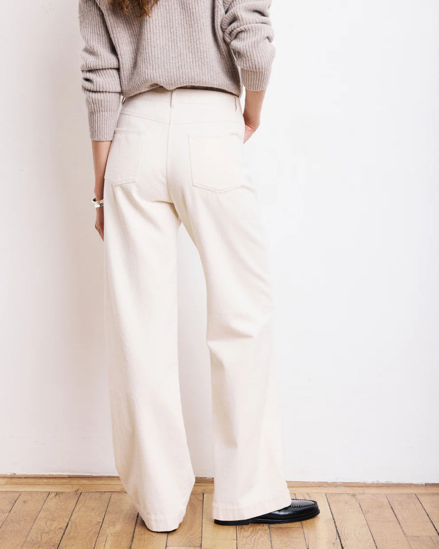 HARTFORD PILOTE PANTS IN OFF WHITE BRUSHED COTTON