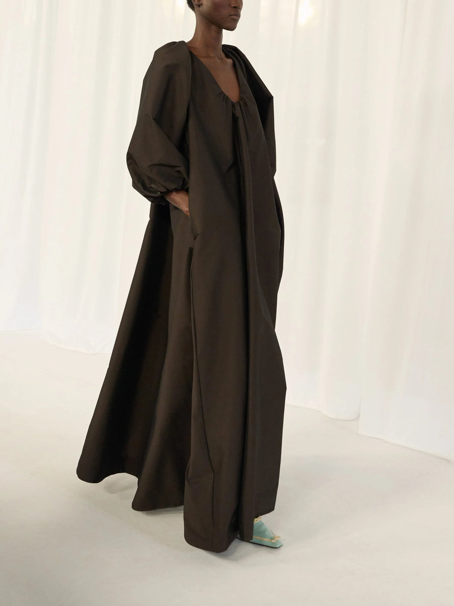 BERNADETTE DRESS GEORGE IN DARK CHOCOLATE BROWN