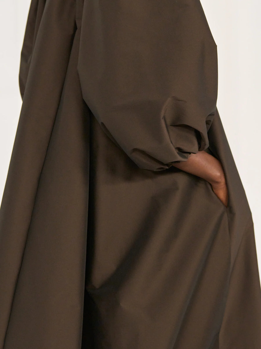 BERNADETTE DRESS GEORGE IN DARK CHOCOLATE BROWN