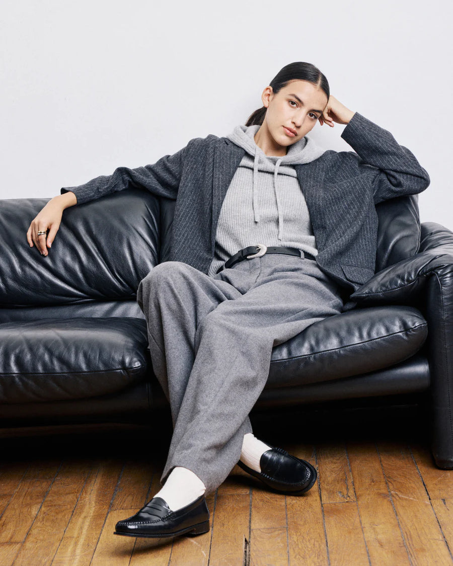 HARTFORD VICTO ANTHRACITE GREY STRIPED WOOL FLANNEL JACKET