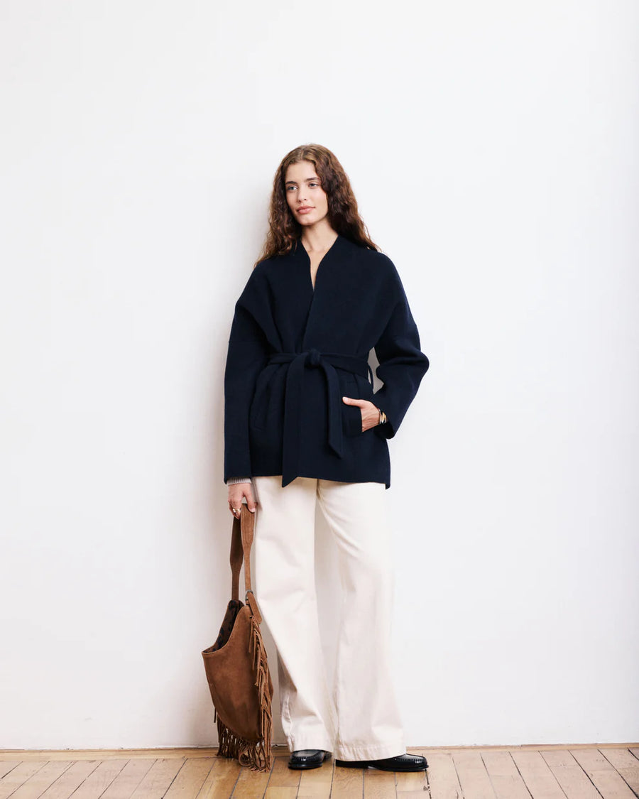 HARTFORD VANELLE COAT IN NAVY