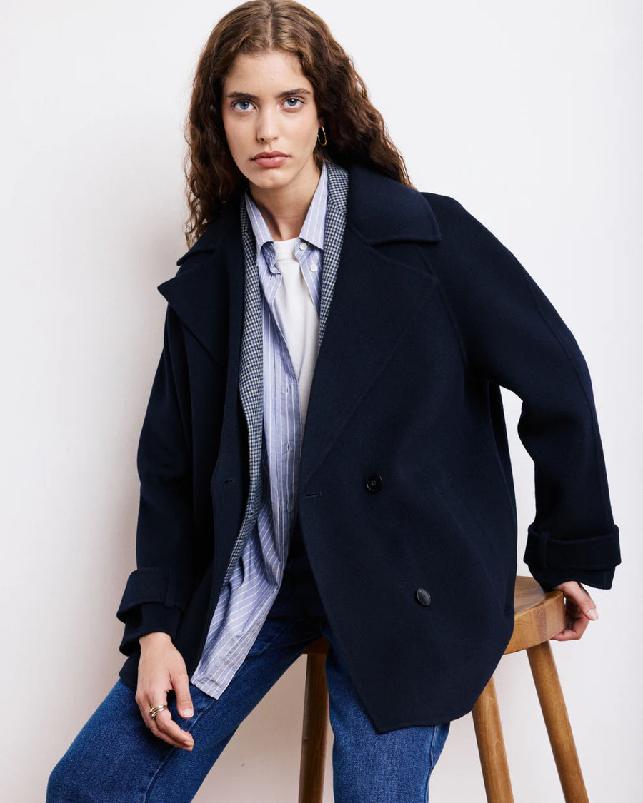 HARTFORD VARDA COAT IN NAVY