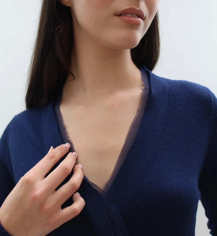 SIAN JACOBS MOBY CARDIGAN IN DARK NAVY