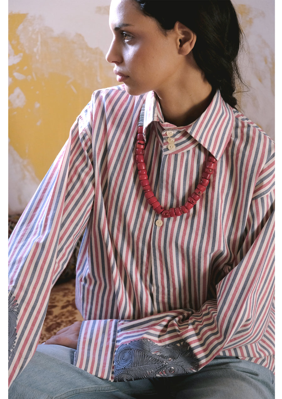 CLARAMONTE STRIPED BOYFRIEND SHIRT