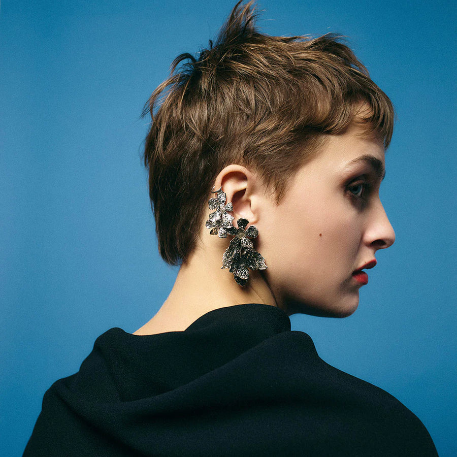 CECILE BOCCARA MIST CAVIAR CLIP ON EARRINGS