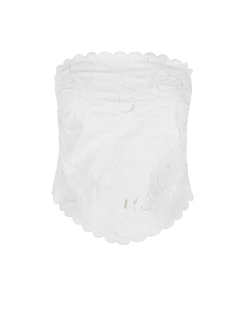 BERNADETTE BUSTIER PETIT BEURRE EMBROIDERED IN WHITE