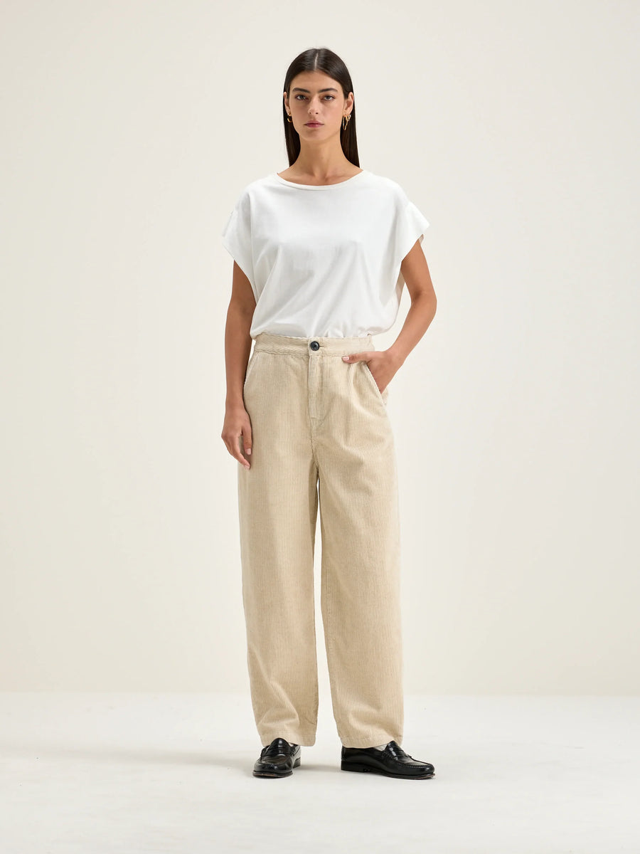 BELLEROSE PASOP51 BABY CORD TROUSERS IN CALCAIRE