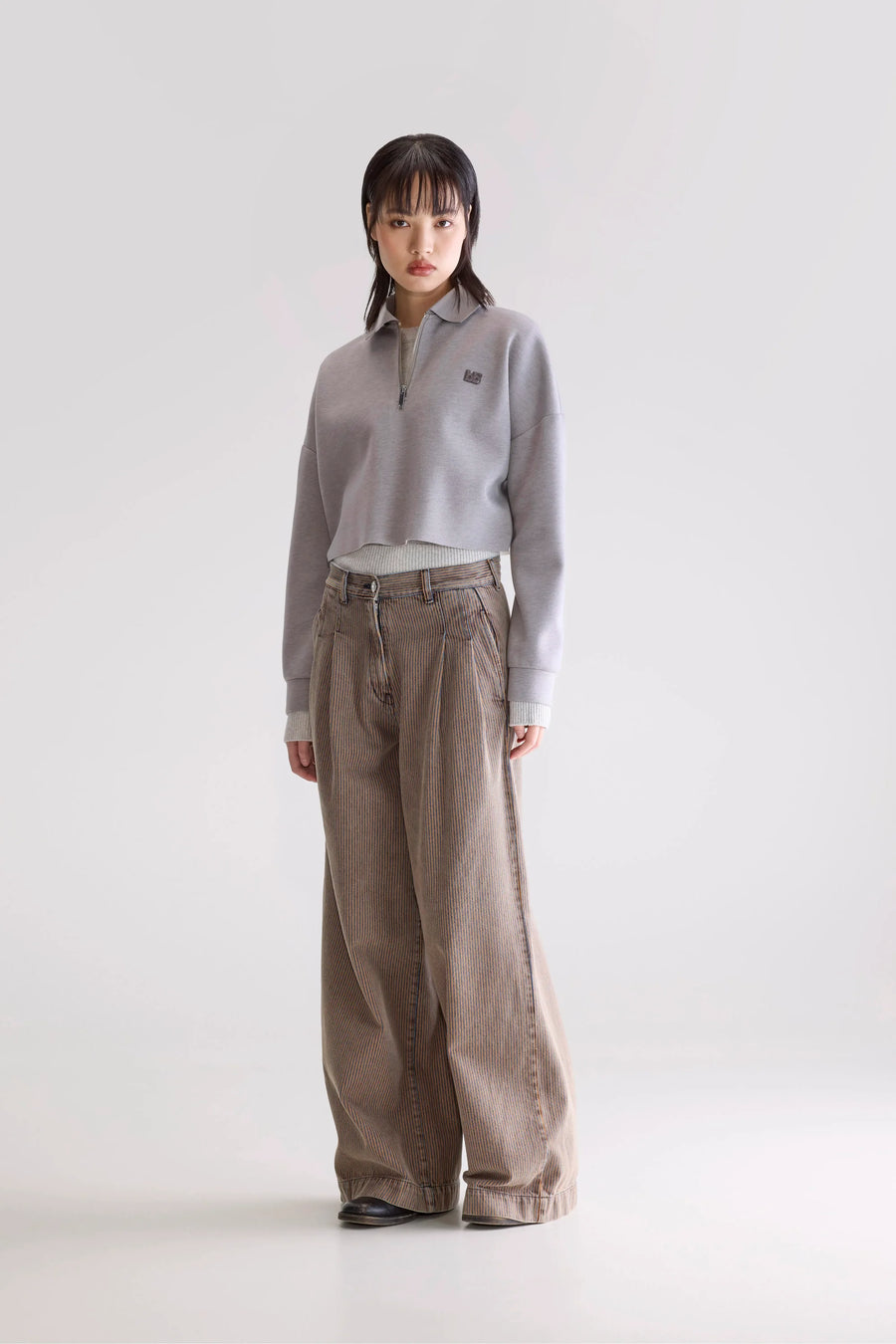 BELLEROSE POPS52 / DENIM N.74 SUPER WIDE JEANS IN STRIPE