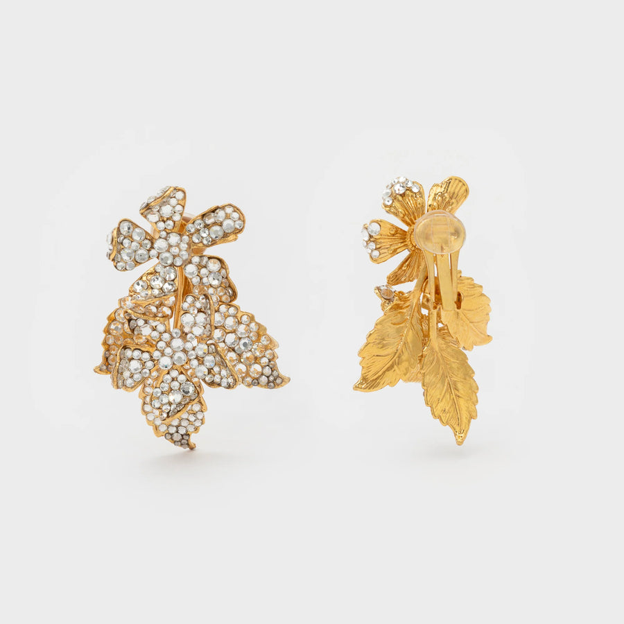 CECILE BOCCARA FLOWER CRYSTAL CLIP ON EARRINGS