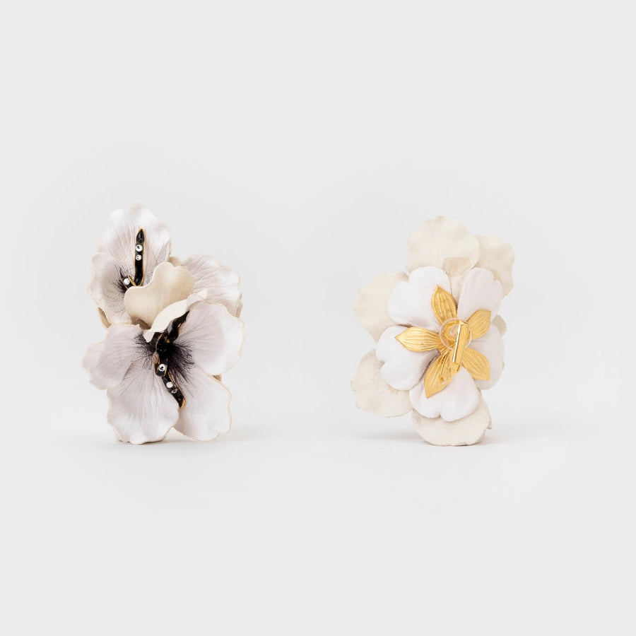 CECILE BOCCARA GARANCE CLIP-ON EARRINGS - WHITE/BLACK
