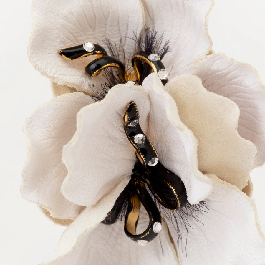 CECILE BOCCARA GARANCE CLIP-ON EARRINGS - WHITE/BLACK