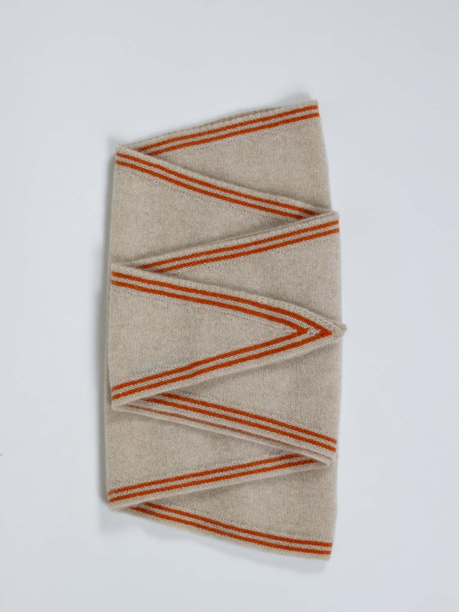 OATS & RICE BRONTE SPINDLE SHAPED KNITTED CASHMERE SCARF IN CREAM