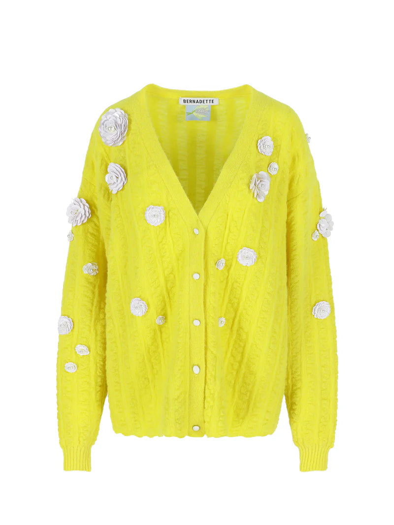BERNADETTE CARDIGAN CAMMI EMBROIDERED IN YELLOW