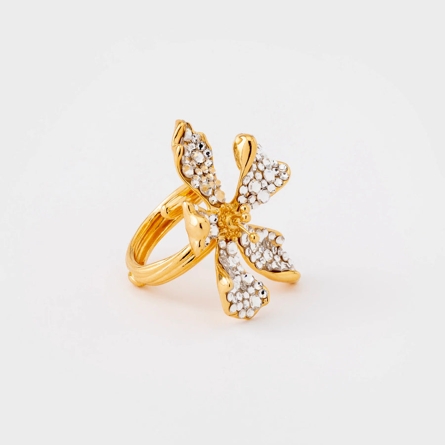 CECILE BOCCARA RHINESTONE FLOWER RING