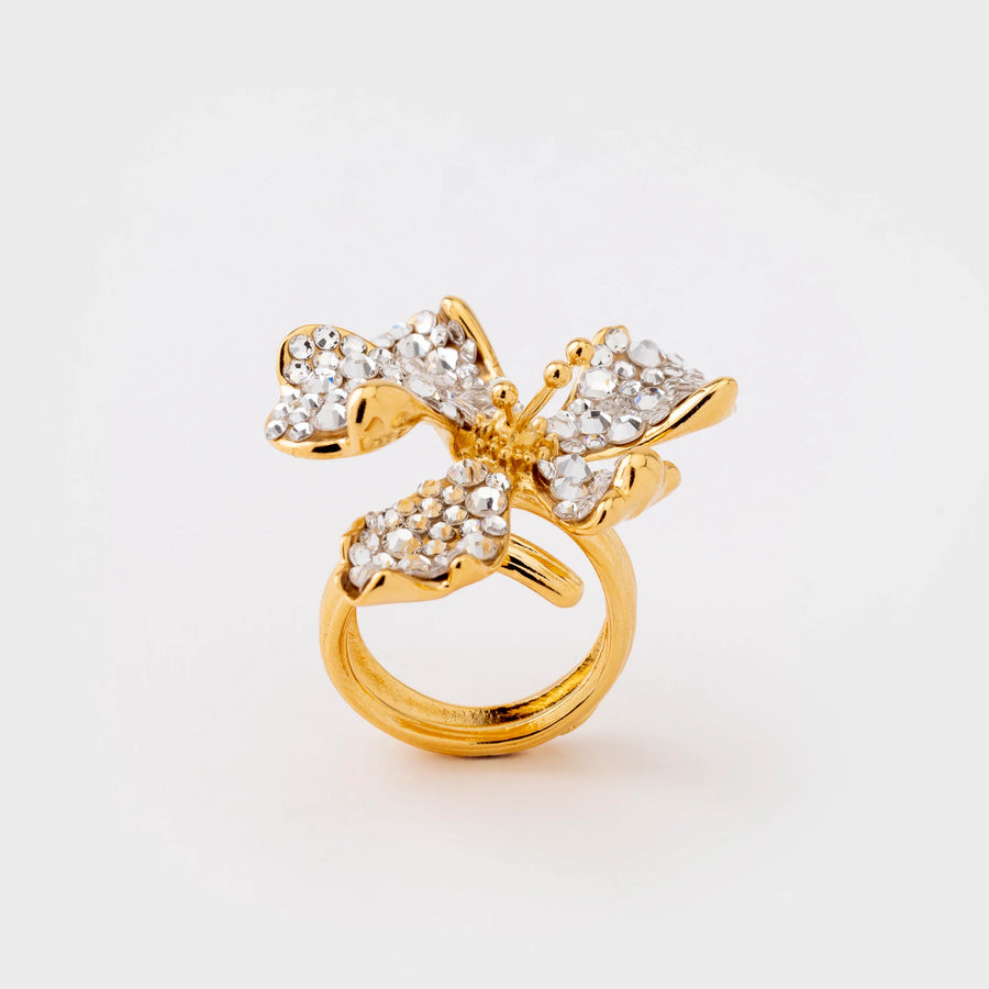 CECILE BOCCARA RHINESTONE FLOWER RING