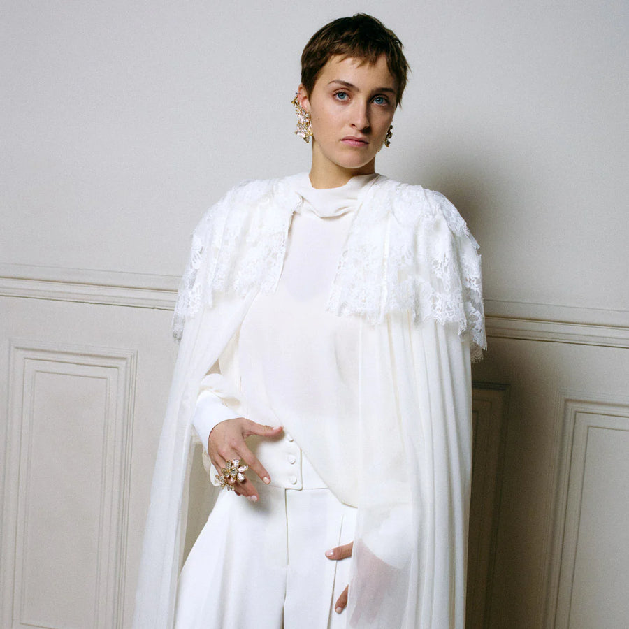 CECILE BOCCARA FLOWER CRYSTAL CLIP ON EARRINGS