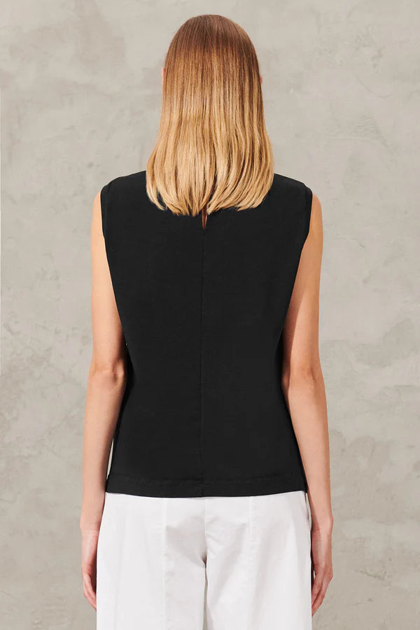 TRANSIT STRETCH COTTON JERSEY TOP IN BLACK